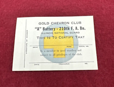 WWII/2 era US Army A Battery, 210th Field Artillery Battalion Gold Chevron Club picture