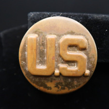 Vintage Brass US Army Uniform US Lapel Pin Hollow Back Militaria picture