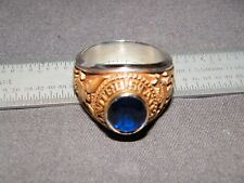 NOS Vintage United States Navy Blue Stone Ring Size 13 Gold Two Tone Alpha Brand picture