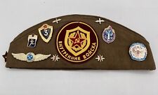 Russian Soviet Union Military Cap Army Pilotka Hat With Many Badges and Pins picture
