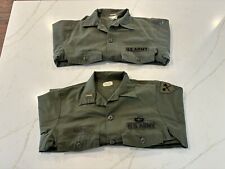 2 (two) US Army Airborne Shirt Vietnam War 1978 NAMED ARMY PATCHES SZ LARGE picture