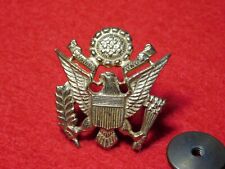 VINTAGE WWII ARMY OFFICER EAGLE HAT BADGE PIN picture