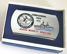 RARE 1972 USCGC MIDGETT COAST GUARD COMMISSIONING CREW BELT BUCKLE ZIPPO & BOX picture
