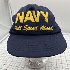 U.S. Navy Full Speed Ahead Hat Cap Vintage Snapback Blue Gold Mesh  *No Foam 80s picture