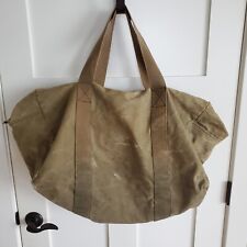 Vintage Military Army Green Lg Canvas Duffle Bag 28x14x12 ZIP & SNAP Distressed picture