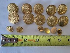 10 Vintage WW2 US Army Brass Buttons, Uniform Cufflinks & 2 Small Buttons  picture