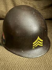 Vintage M-1 US Army 9th Infantry Vietnam Era Brown Helmet And Liner Military picture