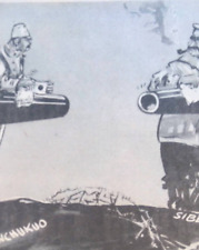 Russia Japan Aim Guns At Each Other Original Political Cartoon WWII 4/7/1942 picture