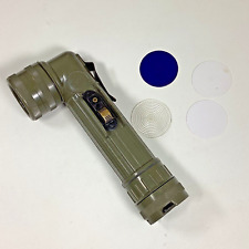 Vintage Fulton Angle Head Military Flashlight MX 99I/U Olive Green Extra Lenses picture