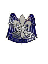 WWII Type Metal Lapel pinback US Army Airbourne In the air On Land/ Fleur De Lis picture