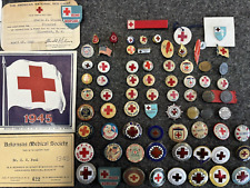 WWI, WWII and Later American Red Cross Badges, Pins and Document Group picture