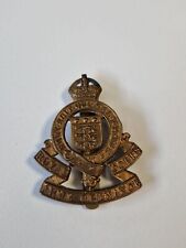 Royal Army Ordanance Corps Cap Badge Brass With Slide King's Crown picture