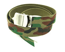 Army Woodland Camo Cotton Canvas Military Army Belt Unisex Polished Buckle 56