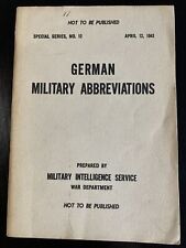 German Military Abbreviations April 1943 Military Intelligence Service picture