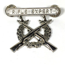 Rifle Expert Badge Pin Sterling Silver Vietnam US Marine Corps Rifleman HH picture