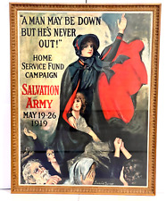 Orig. Salvation Army 1919 Homefront WW1 Service Fund Campaign War Poster; Framed picture