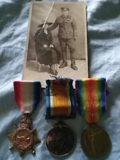 World War I British Medals. Trio Awarded To Harry Mitchell, 46398, RGA, PHOTO. picture