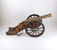Louis XIV Field Cannon Model, Wood & Brass Barrel, 11.75