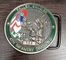 US Military Fallen Solider 4th Infantry Division 144 Belt Buckle picture