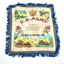 Vintage WWII U.S. Army Sweetheart Collectible Pillow case Fort George G Meade MD picture