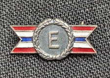 WWII US STERLING SILVER ENAMEL E FOR EXCELLENCE ARMY-NAVY PRODUCTION AWARD PIN picture
