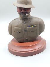 Vintage Carved Wooden Military Bust Marked R.C. Kelchner '87 Green Uniform  picture