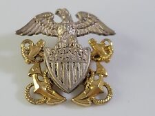 Military  Amico Silver & 1/20 10K  WWII USN Navy Eagle Anchor Officer Pin Brooch picture