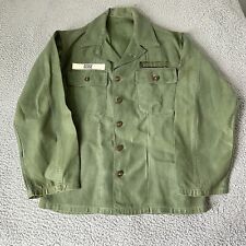 Vintage US Military Shirt Mens 44 XL Green Fatigue Jacket War Utility Korea 50s picture