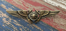 RARE ORIGINAL H&H 10k STERLING WW2 US NAVY USMC Flight Navigator Wings Badge picture