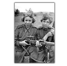 Photo Soviet women snipers at war Nice Girl in soviet uniform WW2 4x6 M picture