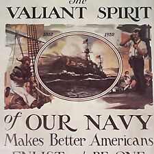 Vintage Vietnam Era US Navy Recruitment Poster The Valiant Spirit Of Our Navy picture