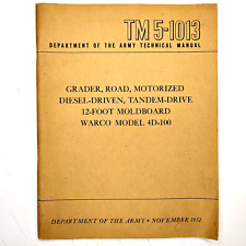 1952 Warco Road Grader US Army Technical Diesel TM 5-1013 Book Vtg B2 picture
