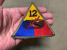 ORIGINAL WWII US ARMY 12TH ARMORED TANK DIVISION JACKET SLEEVE INSIGNIA PATCH picture