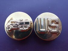 WWII Army US Tank Destroyer Collar Brass Disk TD Pin Insignia Military Rare Set picture