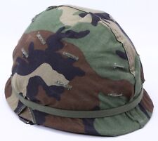 US Military Army Combat Helmet w/ Insert Cover Vtg Dark Camo Camouflage Green picture
