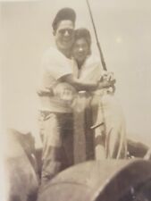 WWII Photo Sailor and Nurse Off Duty on Boat Ride Vintage Military B&W Australia picture