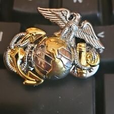 USMC Marines Globe & Anchor Gold SilverTone Hat Lapel Pin Tie Tac Military  picture