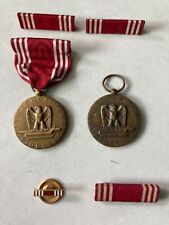 Lot of 2 Vintage WWII Good Conduct Medals Award Ribbons w/ Bars & Lapel Pin picture