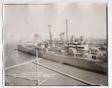 1942 Light Cruiser CL-55 USS Cleveland at Camden New Jersey 1980s Real Photo #2 picture