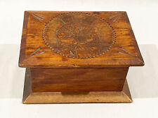 WW 1 TRENCH ART OR P.O.W. CARVED WOOD BOX - SIGNED picture
