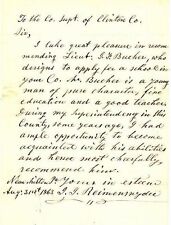1863 Letter of Recommendation for LT. JONAS F. BAUNER, CO. B, 172nd PA INFANTRY picture