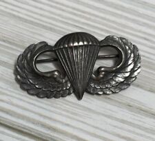 Vintage WWII Silver Army Airborne Parachute Jump Jumper Pin Pinback picture