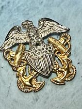 Vintage US NAVY Military  Eagle Anchor Shield Sterling 10kt Gold Filled Pin picture