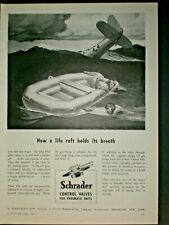 1943 PILOT WITH LIFE RAFT WWII vintage SCHRADER CONTROL VALVES Trade print ad picture