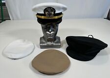 USN US Navy Officer CPO Dress White Uniform Hat Cap w/ Case & 2 Covers 7 1/8 picture