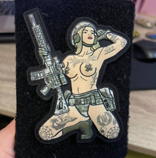 Army Morale Patch Tactical Girl With Tatoo and AR-15 Tactical Badge Hook 3D PVC picture