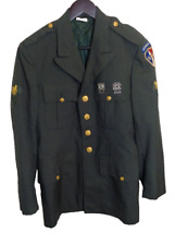 US Military Army Green Coat 37R Poly/Wool Blazer Jacket Uniform Men's w/Patches picture