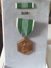 Original WWII US Armed Forces Military Merit Medal Green Antique Gold Tone Eagle picture