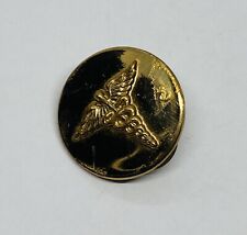 Vintage 1940s WWII US Army Medical Corps Collar Lapel Pin Brass Decor 18 picture