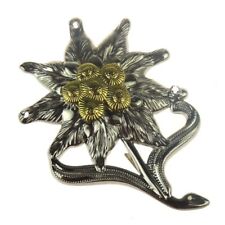 WWII Gebirgsjager German Mountain infantry Edelweiss Cap Badge Silver picture